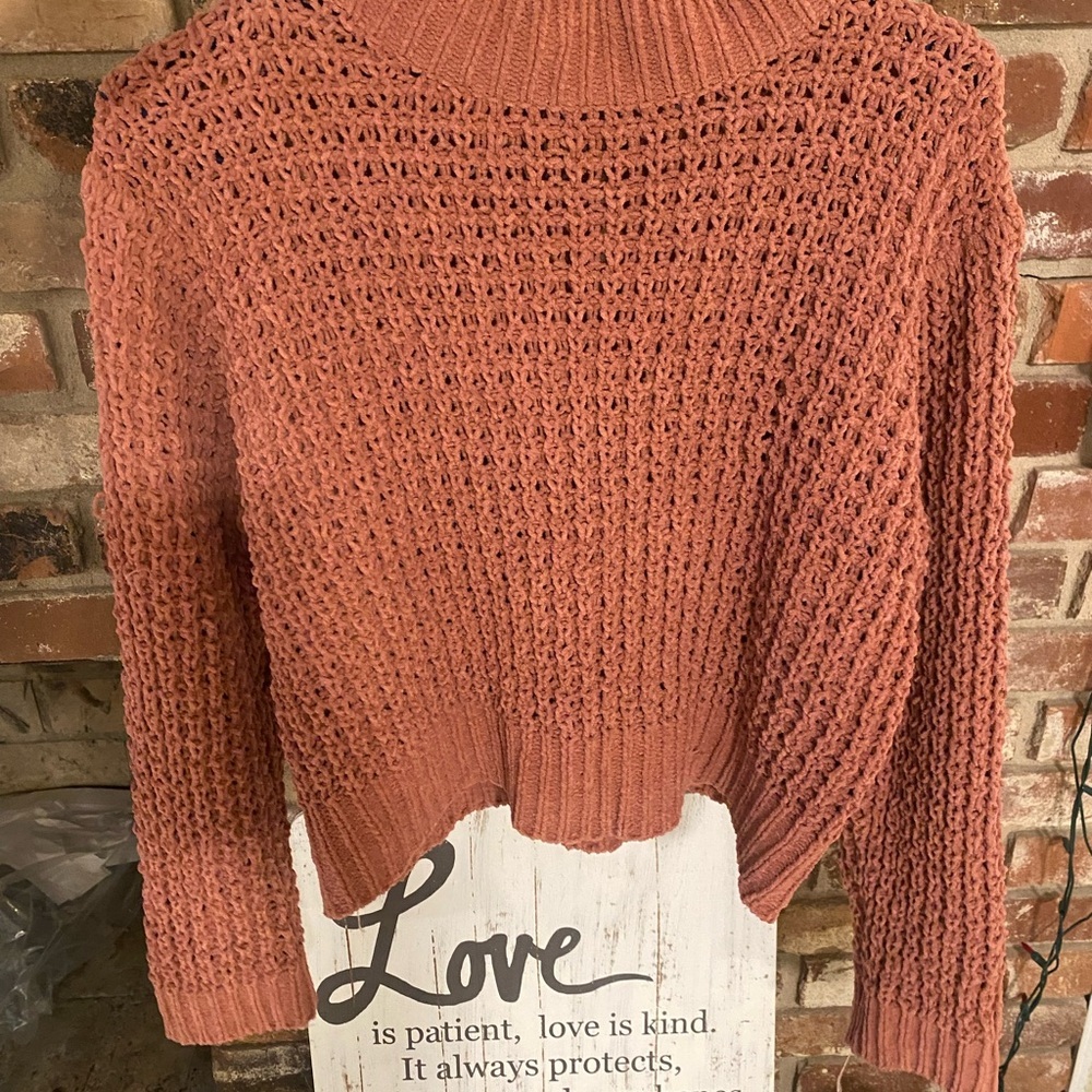 Poof! Women's Cowl Neck Sweater - Terracotta